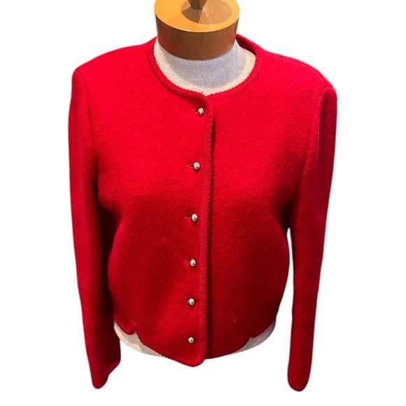 Carroll Reed Sweaters - Vintage Carroll Reed Wool Sweater Red Size Small/ Med Cardigan Christmas